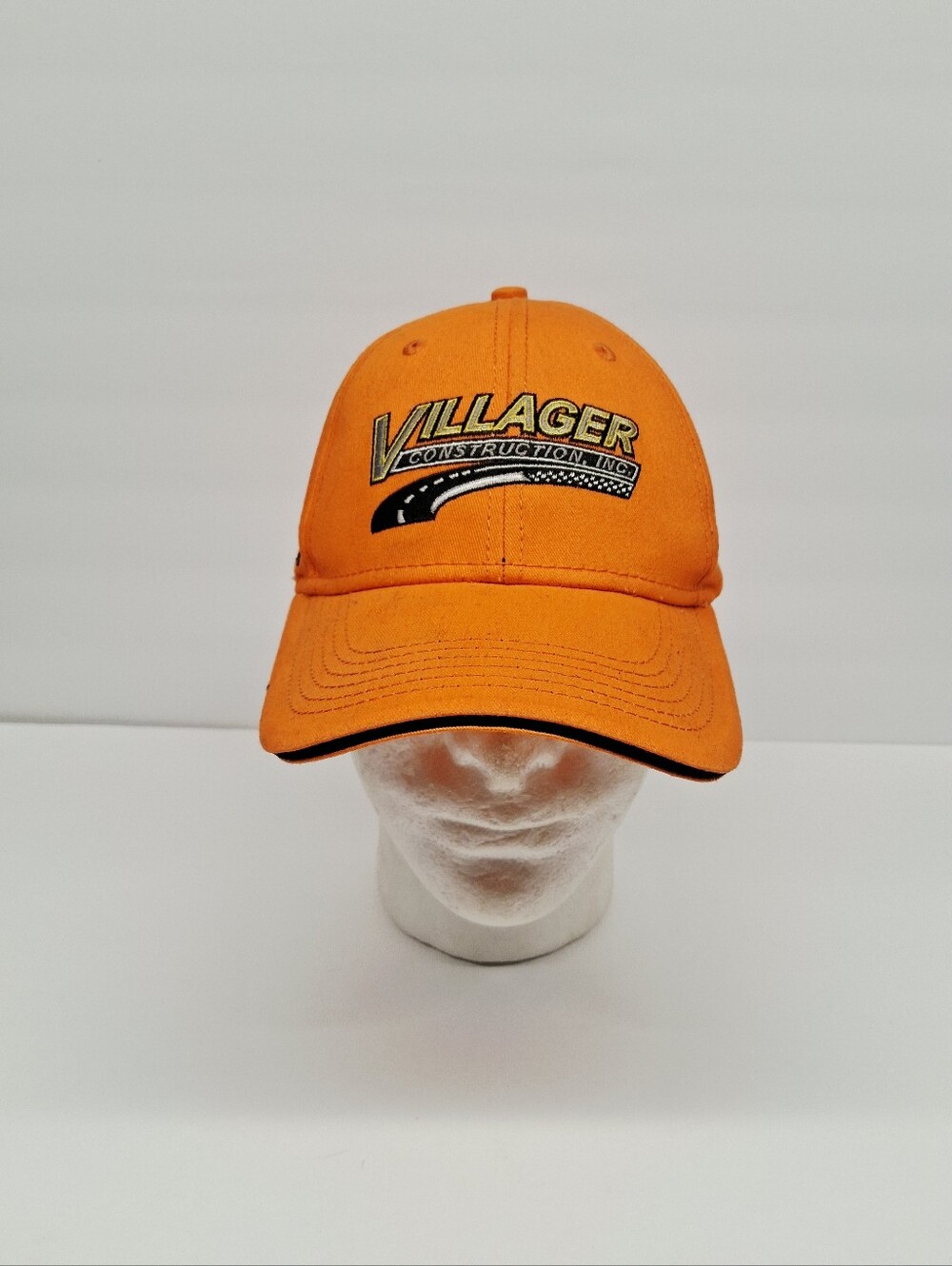 Villager Construction Max Orange Cotton Adjustable Baseball Hat Embroidered Logo